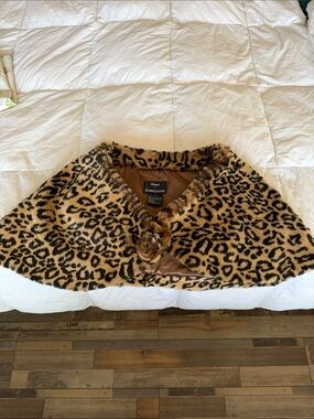 Dennis by dennis basso Leopard-Print Faux Fur Cape Shoulder Wrap